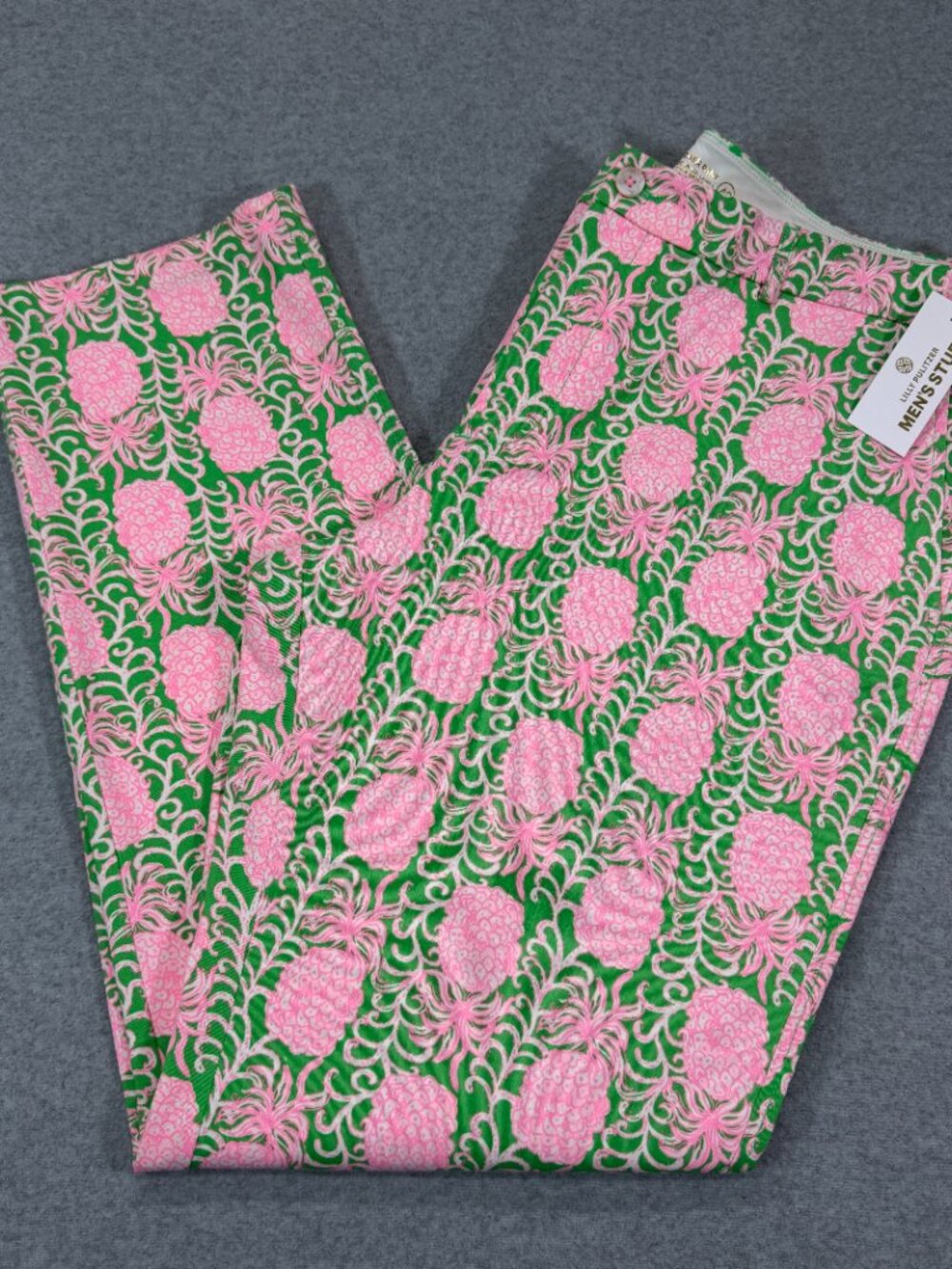 Lilly Pulitzer Mens Mizner Stretch Pants 42x34 Fauna Green Party Pineapple Pink
